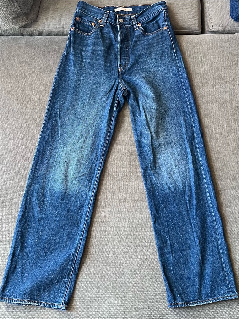 Levis Ribcage Straight Ankle Jeans Dark Wash 26